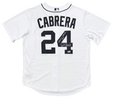 Miguel Cabrera Detroit Tigers Signed 3000 Hit 500 HR Insc Nike White Jersey BAS