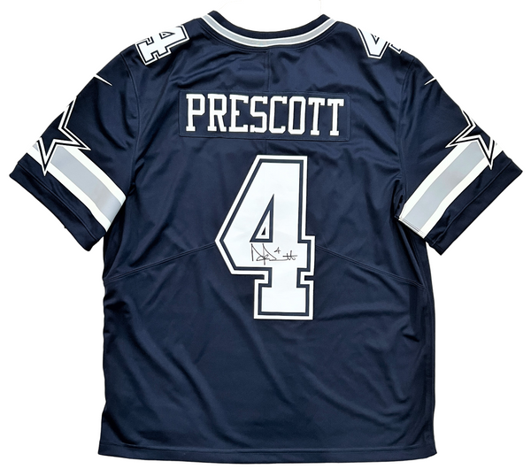 Press Pass Collectibles Cowboys Dak Prescott Signed White Color Rush Nike Elite Jersey BAS Witnessed