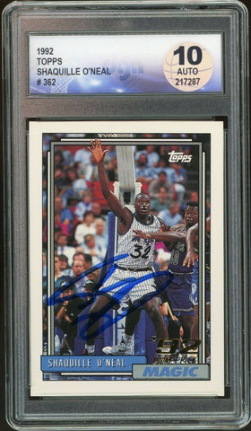 1992 Topps #362 Shaquille O'Neal RC Rookie Magic JSA DGA 10 Auto