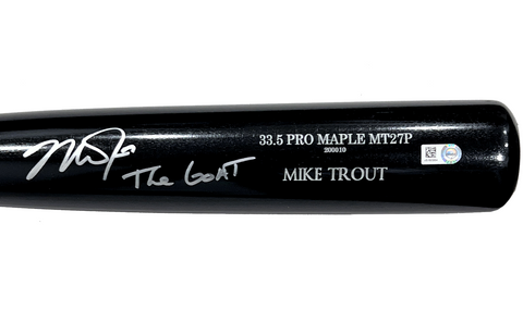 Mike Trout Angels Signed Goat Inscribed Old Hickory Game Model Bat MLB Holo
