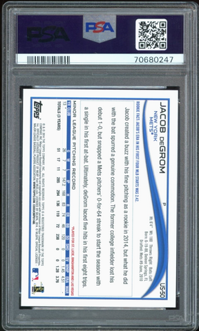 2014 Topps Update Baseball #US50 Jacob deGrom Rookie Card Graded PSA 10 Gem  Mint