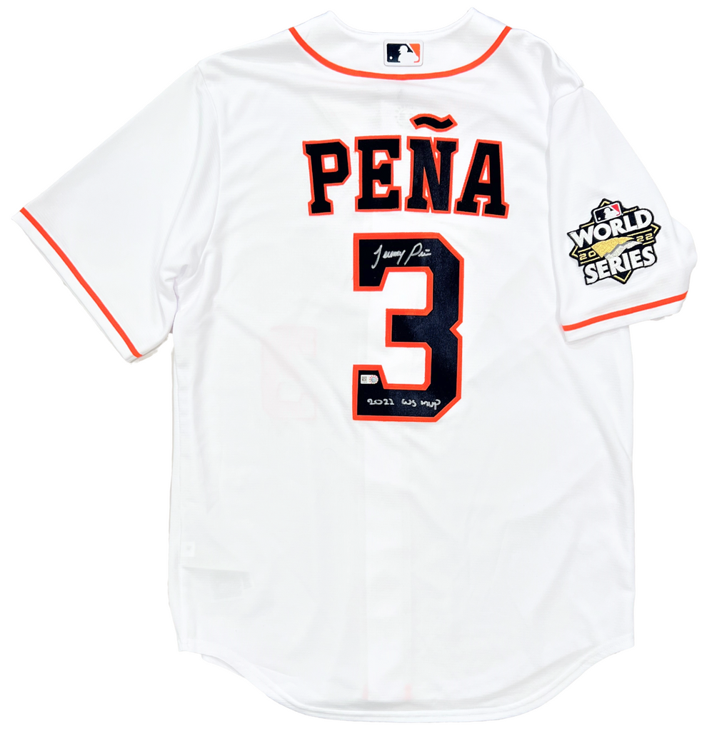 Jeremy Peña Astros Signed 22 WS MVP Inscribed Nike Authentic WS