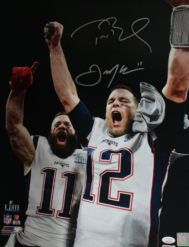 Tom Brady/Julian Edelman Dual Signed Autographed SB 53 Champ 16×20 Photo TRISTAR
