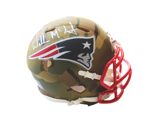 Willie McGinest New England Patriots Signed Camo Mini Helmet Pats Alumni COA