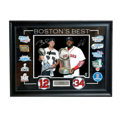 Tom Brady David Ortiz Signed Autographed Boston’s Best 16×20 Framed TRISTAR