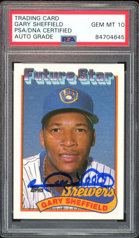 1989 Topps #343 Gary Sheffield RC Rookie On Card PSA/DNA Auto GEM MINT 10
