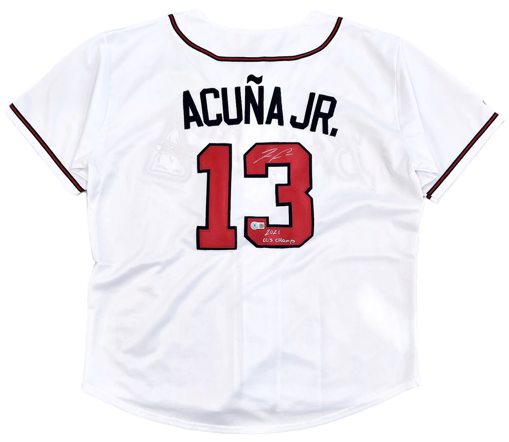 Ronald Acuna Jr. Braves Signed 2021 WS Champs Insc Authentic