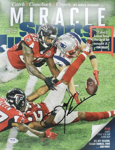 Julian Edelman New England Patriots Signed Sports Illustrated 11x14 Photo PSA