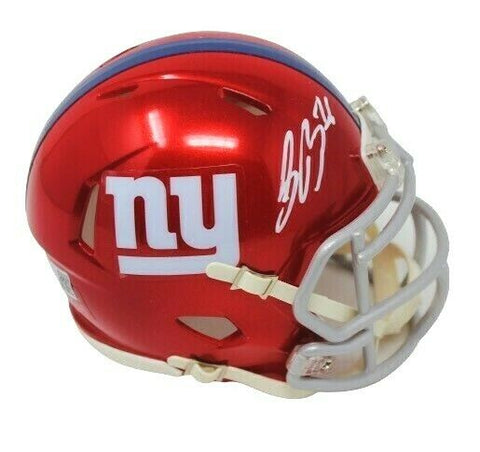 Saquon Barkley New York Giants Signed Riddell Flash Mini Helmet BAS Witness