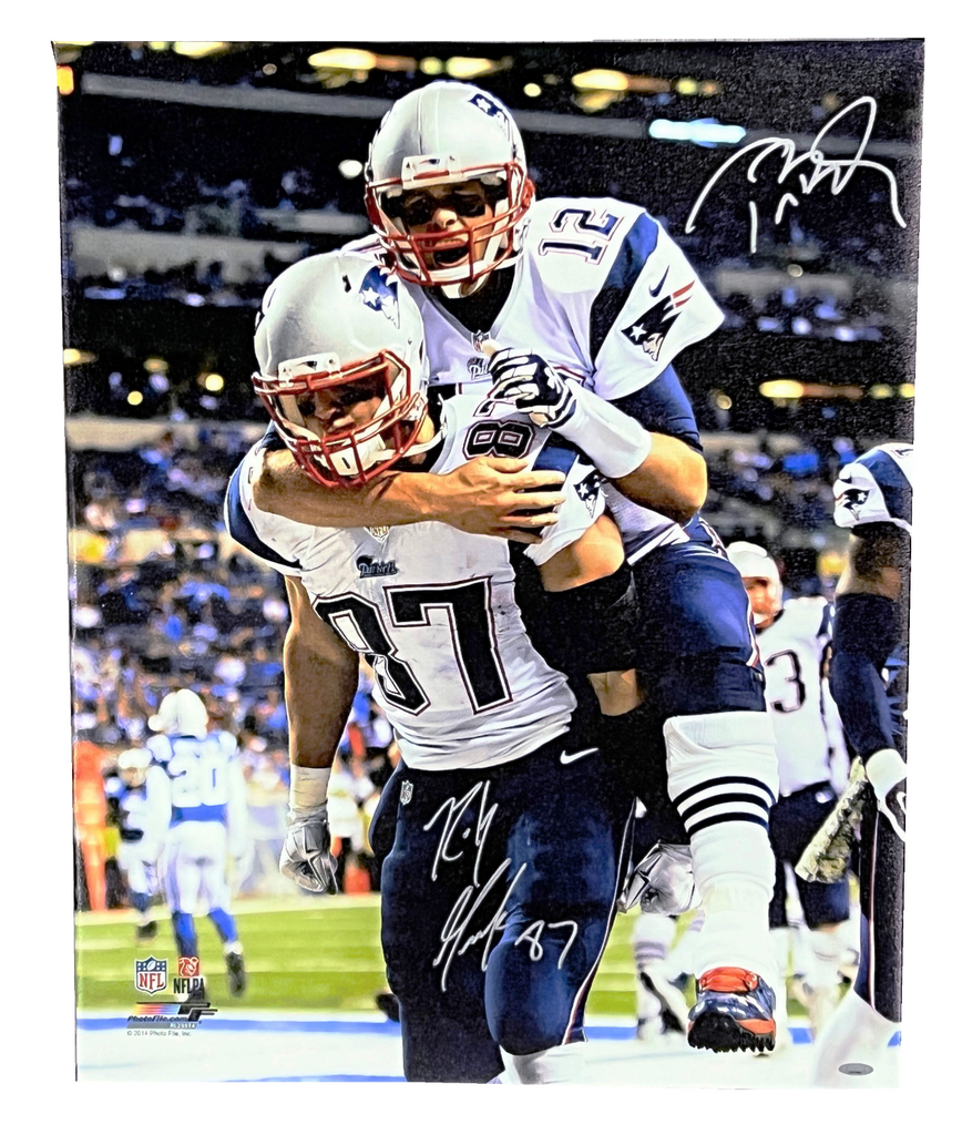 Tom Brady Rob Gronkowski New England Patriots Signed 24x30 Canvas