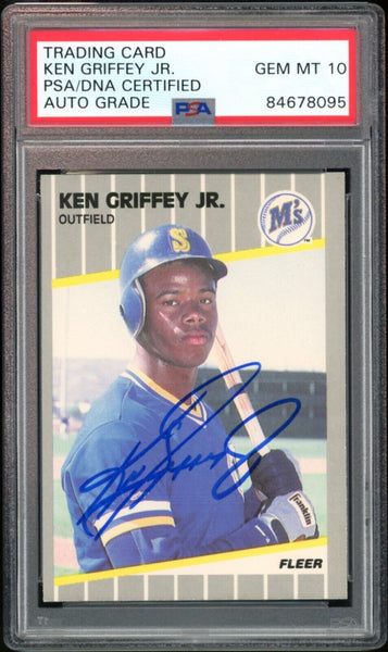 Ken Griffey Jr Signed Mariners 1989 Fleer #548 Rookie Card PSA/DNA Gem MT 10