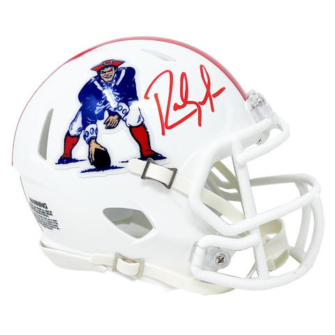 Randy Moss New England Patriots Signed Riddell Throwback Mini Helmet PSA