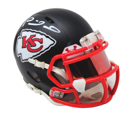 Patrick Mahomes Kansas City Chiefs Signed Flat Black Mini Helmet w/ UA Visor JSA