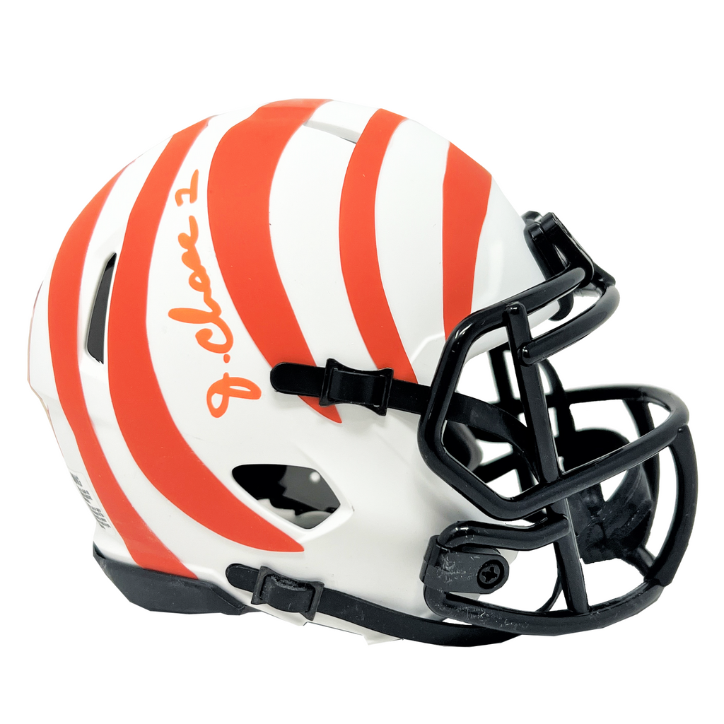 cincinnati bengals football helmet Ja'Marr Chase Cincinnati Bengals Signed Riddell Lunar Mini Helmet BAS – Diamond Legends Online