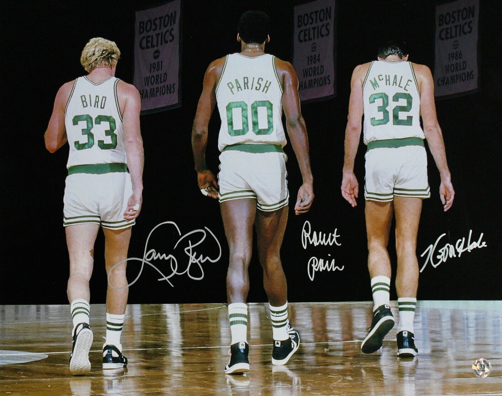 Champion Larry Bird, Kevin McHale and Robert Parish Boston Celtics  signatures shirt - Limotees