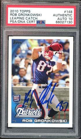 2010 Topps Leaping Catch SSP Rob Gronkowski RC Rookie Patriots PSA/DNA Auto 10