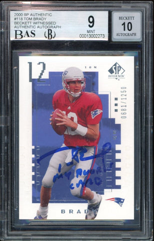 2000 SP Authentic #118 Tom Brady /1250 Signed "My Rookie Card" RC Auto BGS 9/10