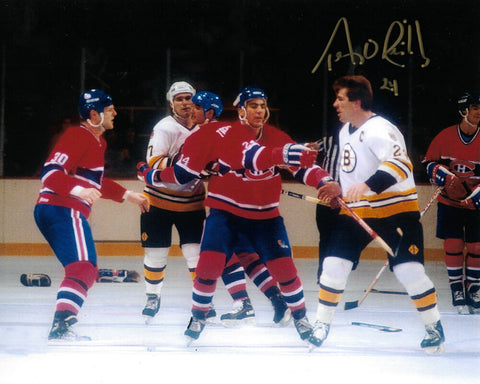 Terry O'Reilly Boston Bruins Signed Fight Canadiens 8x10 Photo JSA