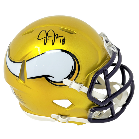 Justin Jefferson Minnesota Vikings Signed Riddell Flash Mini Helmet BAS