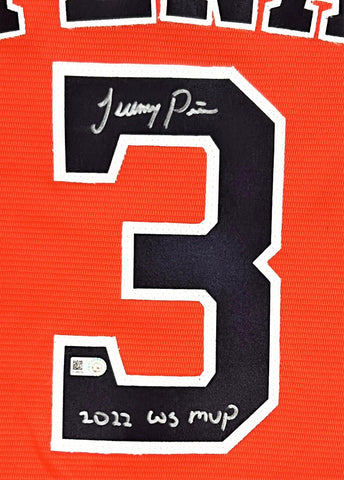 Jeremy Peña Astros Signed 2022 WS MVP Inscribed Orange Nike WS