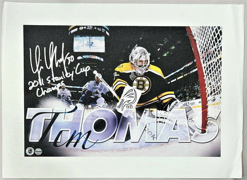 Tim Thomas Boston Bruins Signed 22x16 Canvas 2011 Stanley Cup Champs Inscribed