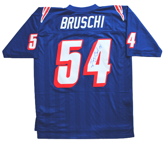 Tedy Bruschi New England Patriots Autographed Mitchell & Ness Blue