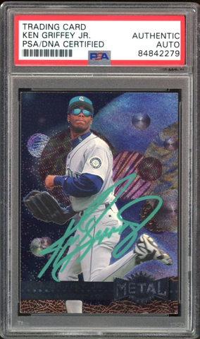 1996 Skybox Metal Ken Griffey Jr. On Card Teal Ink PSA/DNA Auto Authentic