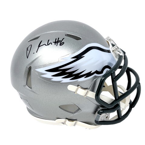 DeVonta Smith Philadelphia Eagles Signed Riddell Flash Mini Helmet BAS Beckett