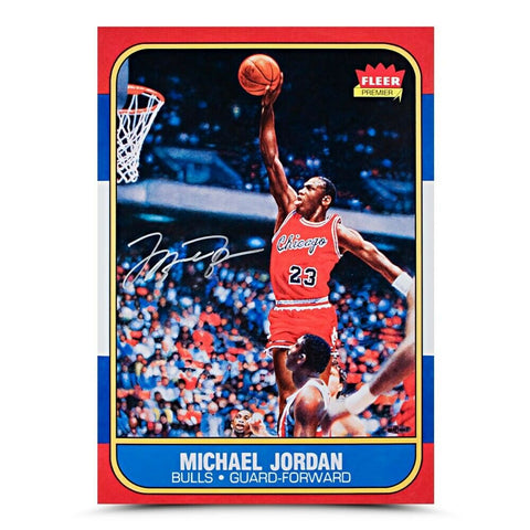 Michael Jordan Chicago Bulls Signed 1986 Fleer Blow Up Autograph 16x20 Photo UDA
