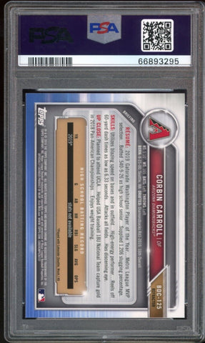 2019 Bowman Draft Chrome Refractor #BDC125 Corbin Carroll RC PSA 10 GEM MINT