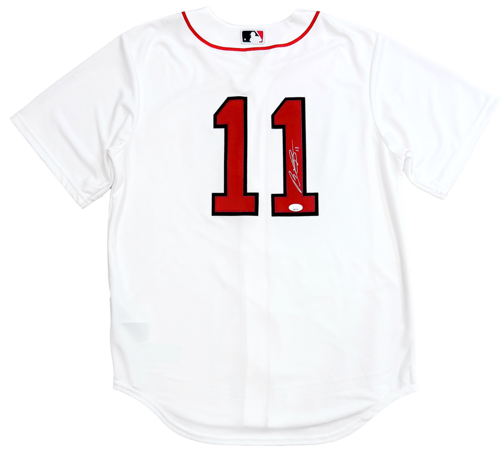 Autographed/Signed Rafael Devers Boston White Baseball Jersey JSA