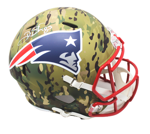 Deion Branch New England Patriots Signed FS Speed Camo Replica Helmet Pats