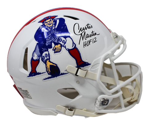 Curtis Martin NE Patriots Signed HOF 12 FS Speed Authentic Throwback Helmet PSA
