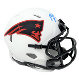 Mac Jones New England Patriots Signed Riddell Lunar Mini Helmet Beckett BAS