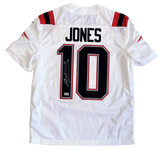 Mac Jones New England Patriots Signed White Away Nike Limited Jersey BAS