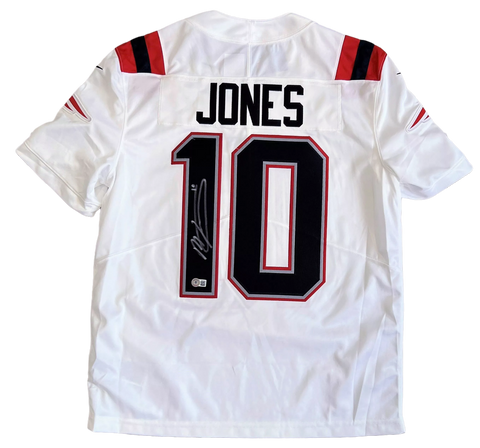 Mac Jones New England Patriots Signed White Away Nike Limited Jersey BAS