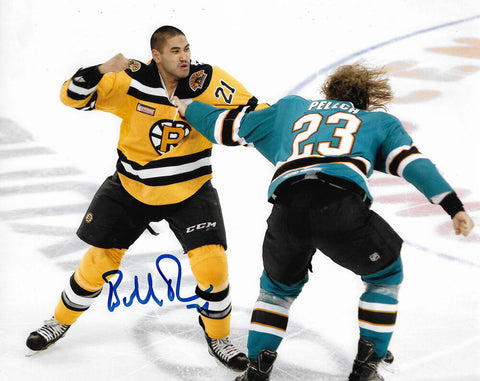 Bobby Robins Providence Boston Bruins Signed Autographed Fight 8x10 Photo