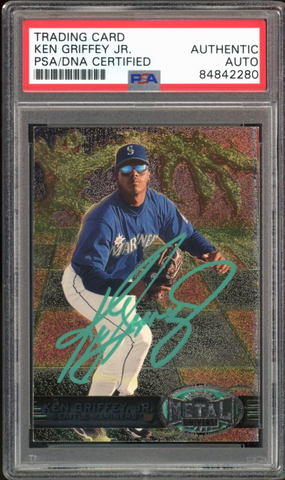 1997 Skybox Metal Ken Griffey Jr. On Card Teal Ink PSA/DNA Auto Authentic