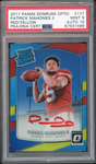 2017 Donruss Optic Rated Rookie Red Yellow Prizm Patrick Mahomes PSA 9/10 Auto