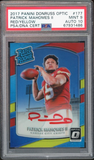 2017 Donruss Optic Rated Rookie Red Yellow Prizm Patrick Mahomes PSA 9/10 Auto