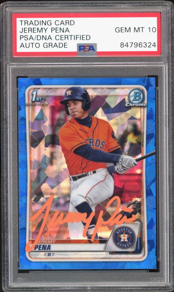 Jeremy Pena 2020 Bowman Chrome 1st Bowman Chrome Speckle Autograph Card  #CPA-JP 241/299 PSA 10 Gem Mint