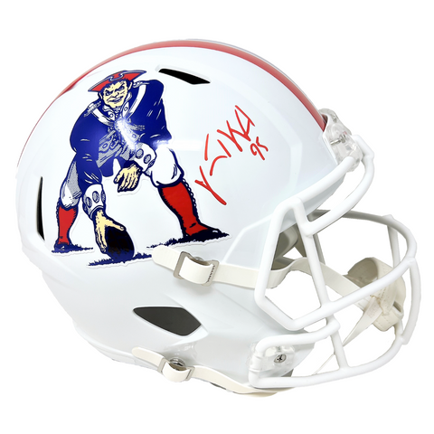 Vince Wilfork New England Patriots Signed Full Size Throwback Replica Helmet JSA