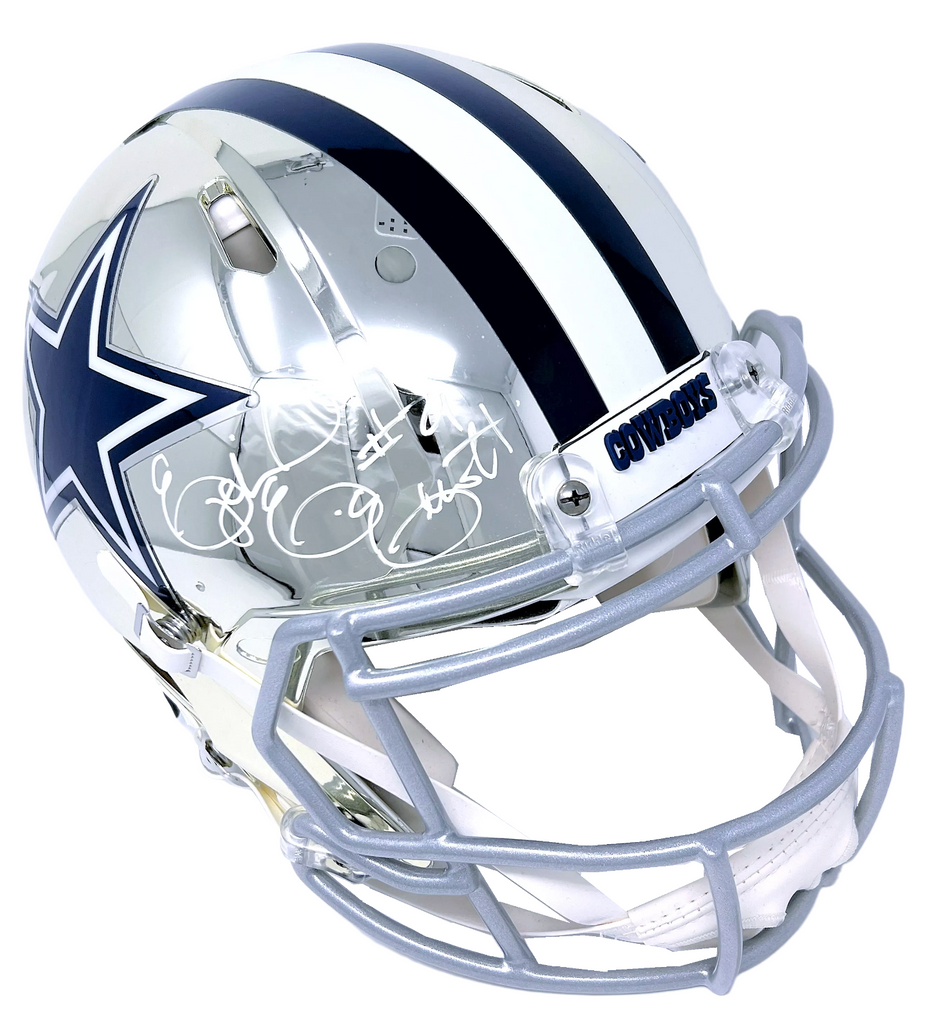 elliott football helmet Ezekiel Elliott Dallas Cowboys Signed Speed Authentic Chrome Helmet BAS