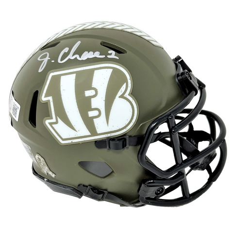 Ja'Marr Chase Cincinnati Bengals Signed Salute to Service Mini Helmet BAS