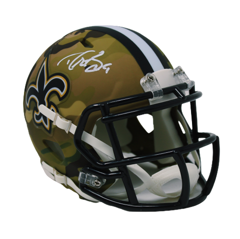 Drew Brees New Orleans Saints Signed Authentic Riddell Camo Mini Helmet BAS
