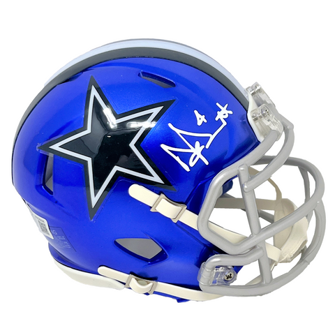 Dak Prescott Dallas Cowboys Signed Riddell Flash Mini Helmet BAS Beckett