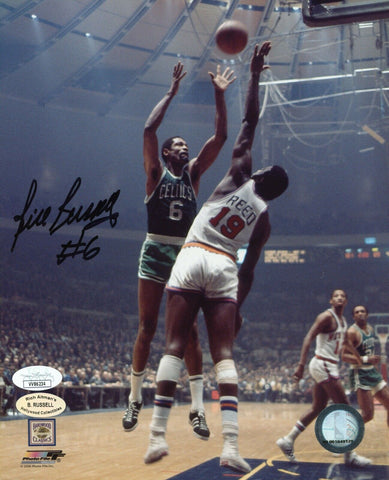 Bill Russell Boston Celtics Signed 8x10 Photo vs New York Knicks Willis Reed JSA