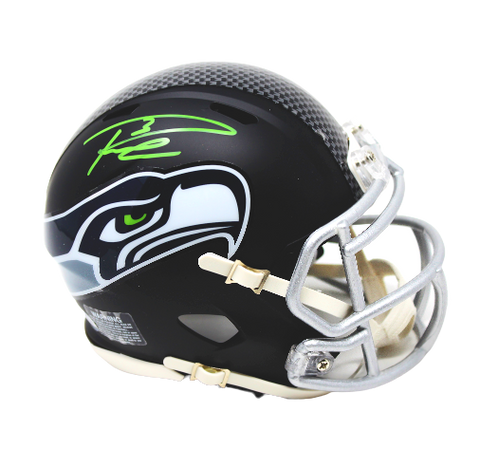 Russell Wilson Seattle Seahawks Signed Flat Black Mini Helmet Beckett BAS
