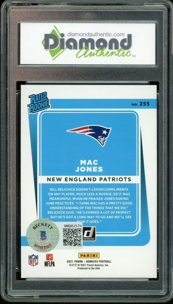 Mac Jones 2021 DONRUSS RATED ROOKIE RC #255 NEW ENGLAND PATRIOTS!