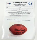 Adam Vinatieri New England Patriots Signed 1998 Playoffs Game Used Football